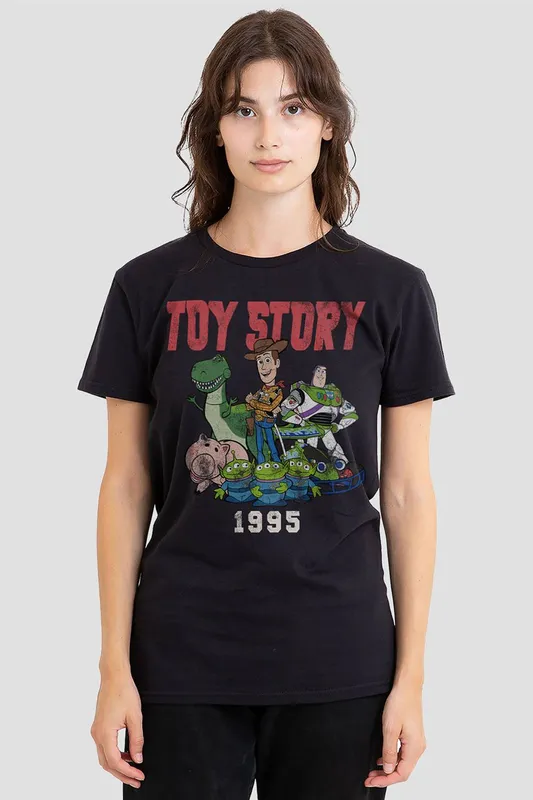 Disney Women's Toy Story 1995 Retro T-Shirt, Black Size: XL - Black - Size: XL