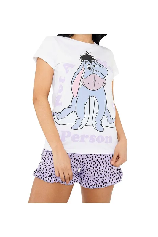 Disney Women's Winnie The Pooh Eeyore Short Pyjamas in White Size: Small White S