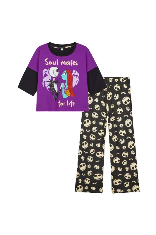 Disney Women's Womens Nightmare Before Christmas Pyjama Set in Purple Size: XL Purple