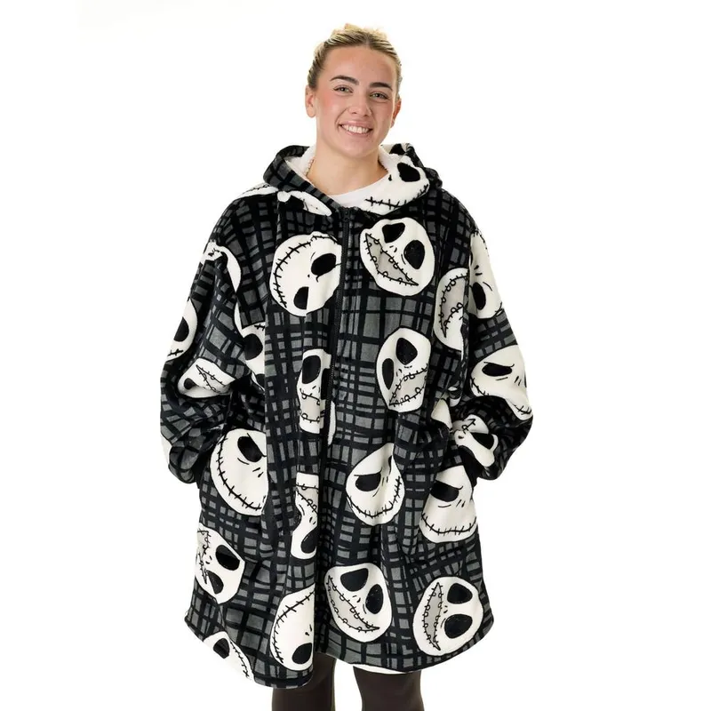Disney Zip Through Blanket Hoodie Unisex Black White Official Black female