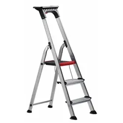 Double Decker Step; 3 Tread; Aluminium; 150kg; Silver/Black/Red