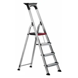 Double Decker Step; 4 Tread; Aluminium; 150kg; Silver/Black/Red