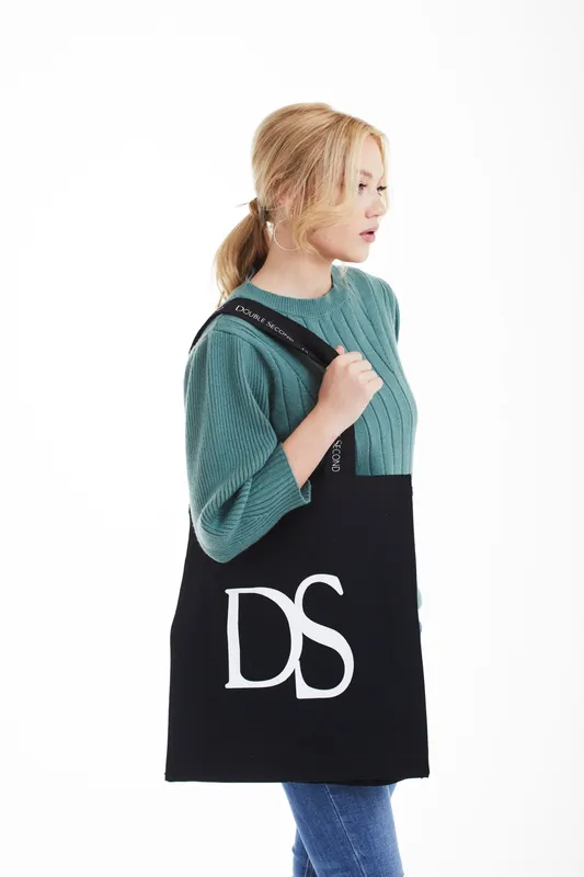Double Second Women's Black Tote Bag Black