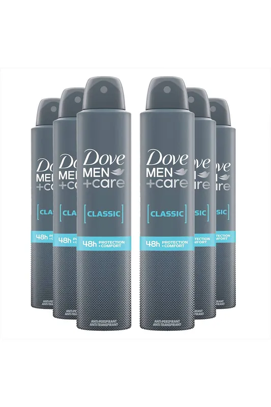Dove Men+Care Classic 'Antiperspirant' 48H Sweat Protection Deo 200ml, 6 Pack in White - White