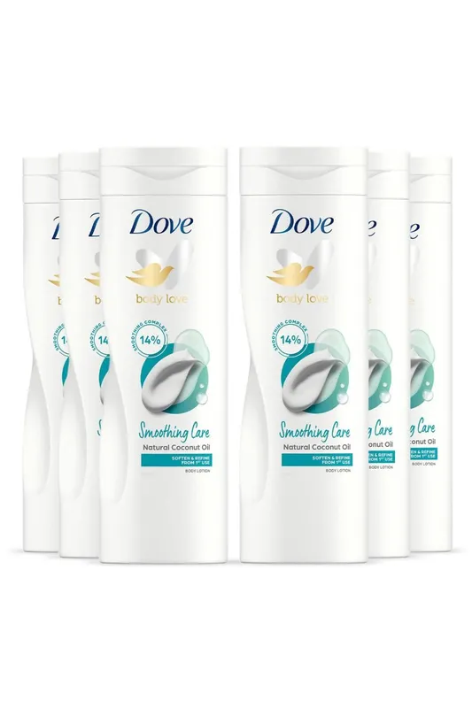Dove Natural Coconut Oil 'Body Lotion', 6x400ml in White - White