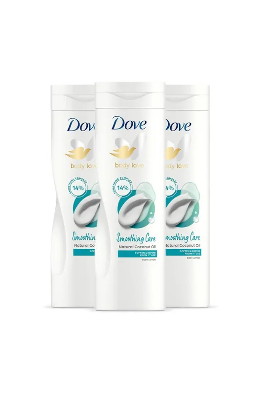 Dove " Body Lotion' Smoothing Care Natural Coconut Oil, 3x400ml in White - White