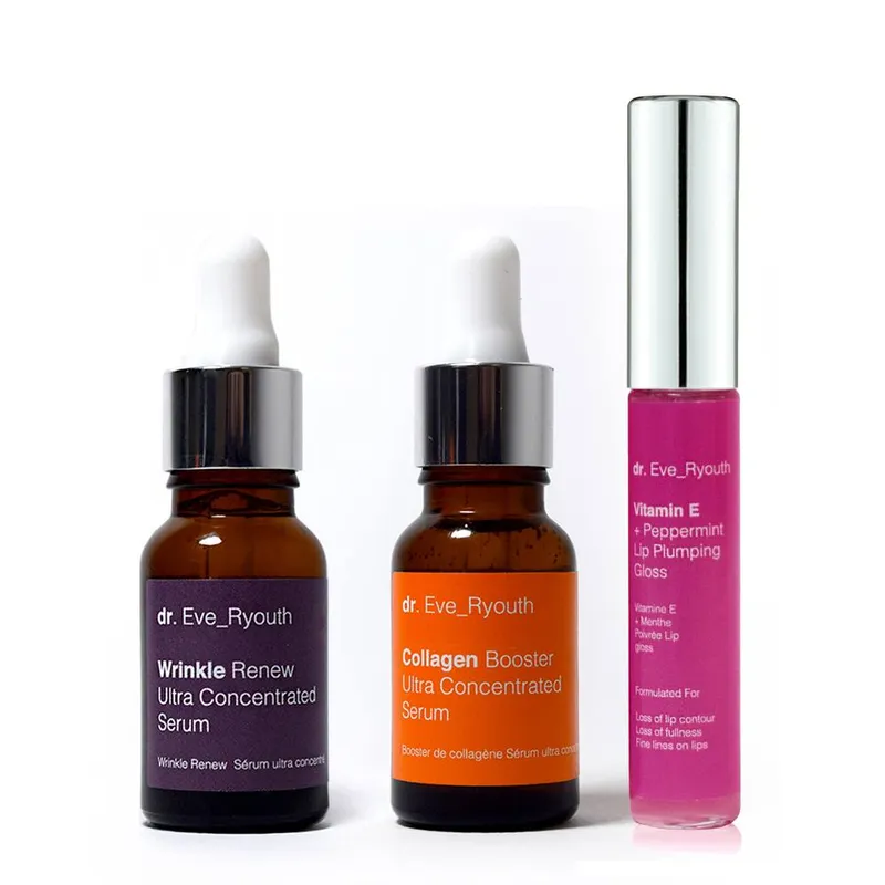 dr. Eve Ryouth Women's 3pc Pro-Age Glow Skin Serums & Lip Set in White White One Size female