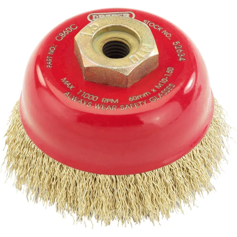 Draper Expert Brassed Steel Wire Cup Brush 60mm M10 x 1.5 Thread