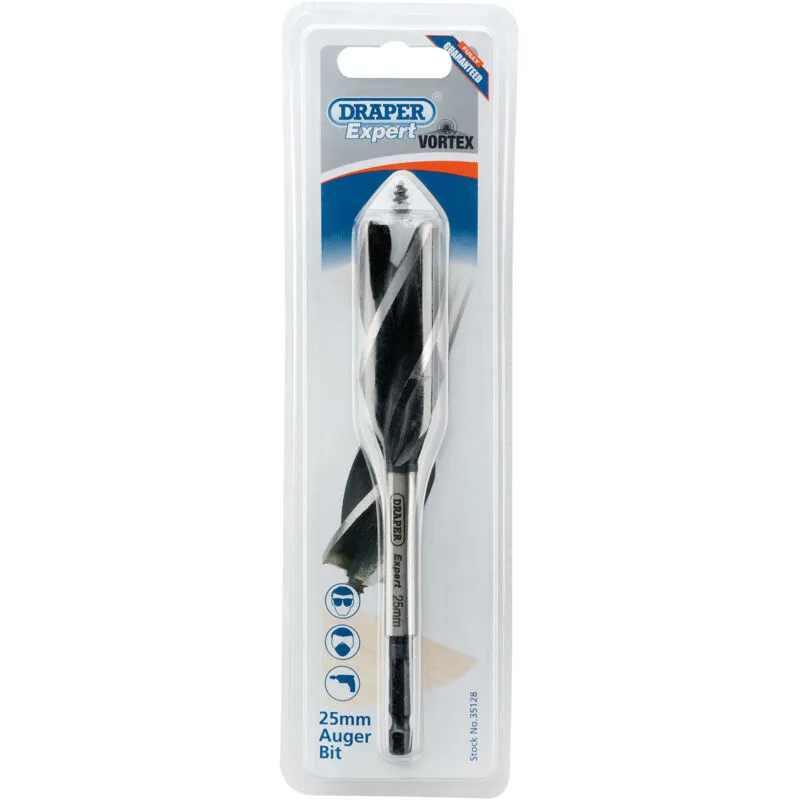 Draper Expert 4 Fluted Vortex Auger Drill Bit 25mm 165mm