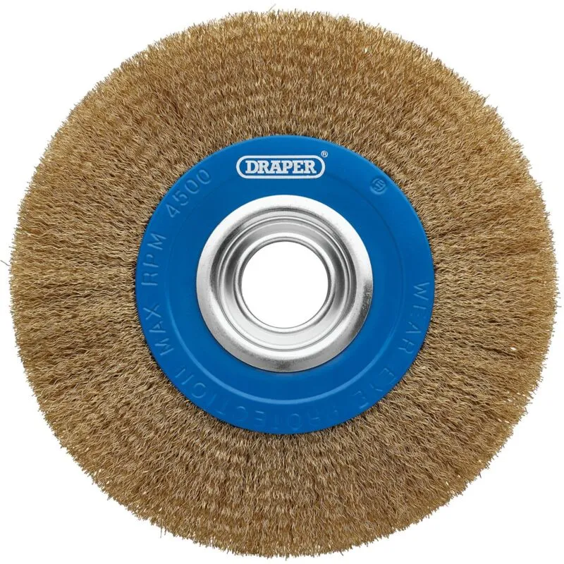 Draper Brassed Steel Bench Grinder Wire Wheel Brush 200mm 25mm 31.75mm