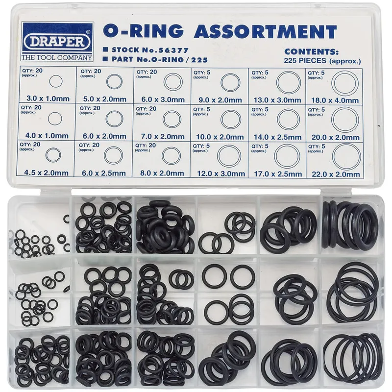 Draper 56377 225 Piece O Ring Assortment
