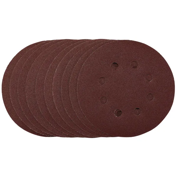 Draper Sanding Discs, 180mm, Hook & Loop, 240 Grit, (Pack of 10) (56182)