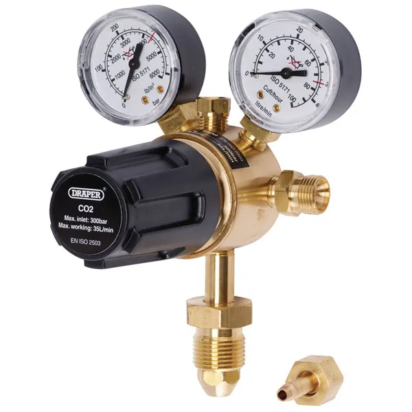 Draper 300 Bar Industrial Single Gauge Gas Bottle Regulator