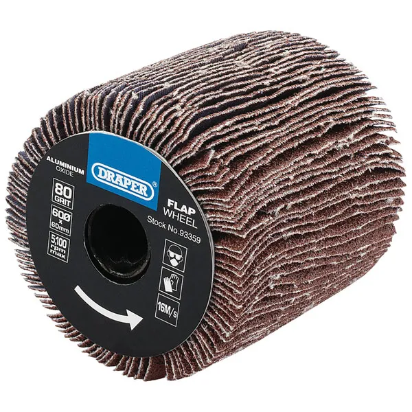 Draper - Aluminium Oxide Flap Wheel, 60 x 60mm, 80 Grit (93359)