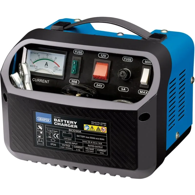 Draper - battery charger 16-20 amp 12V 24V car van vehicle booster 90-250AH 52985