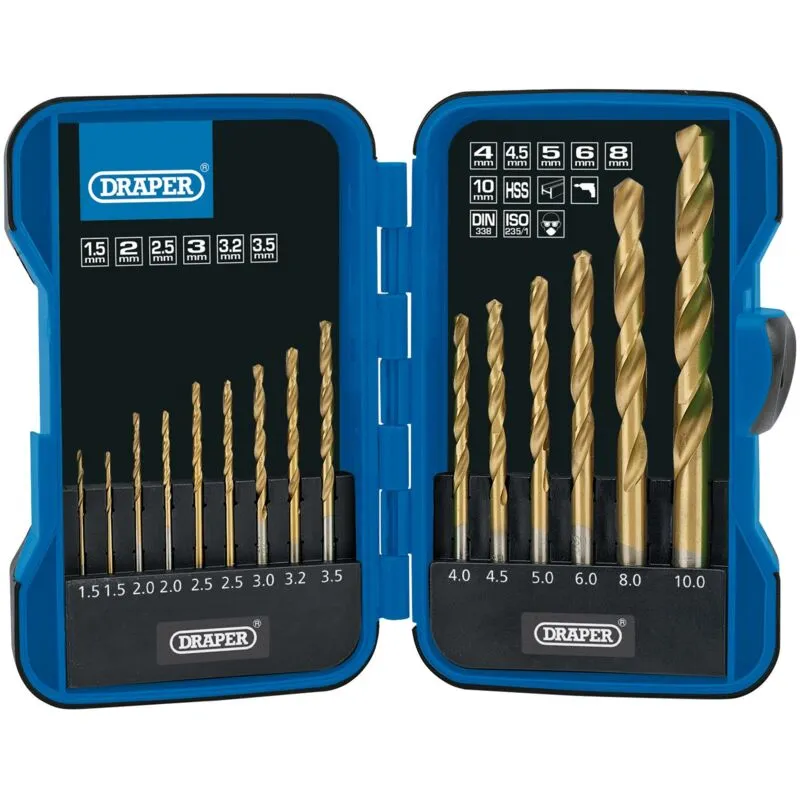 Draper 15 Piece Hss-TiN Drill Bit Set