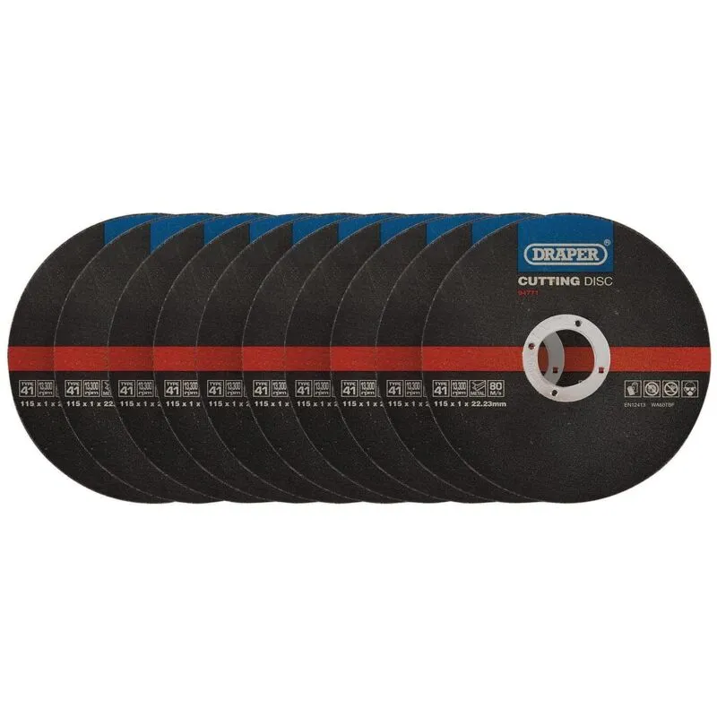 Draper Metal Cutting Discs Pack of 10 115mm 1mm 22mm