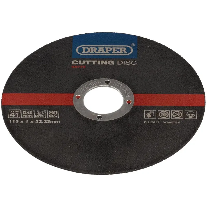 Draper 94772 Metal Cutting Discs, 115 x 1 x 22.23mm (Pack of 100)