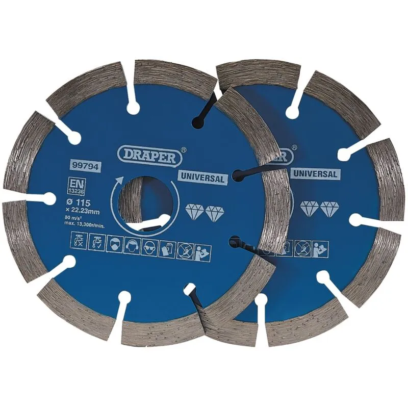 Draper 99794 Segmented Diamond Blade Twin Pack (115mm)