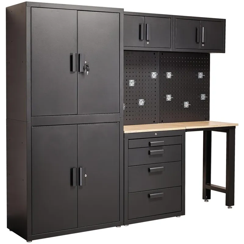 Draper Single Garage Workstation Black