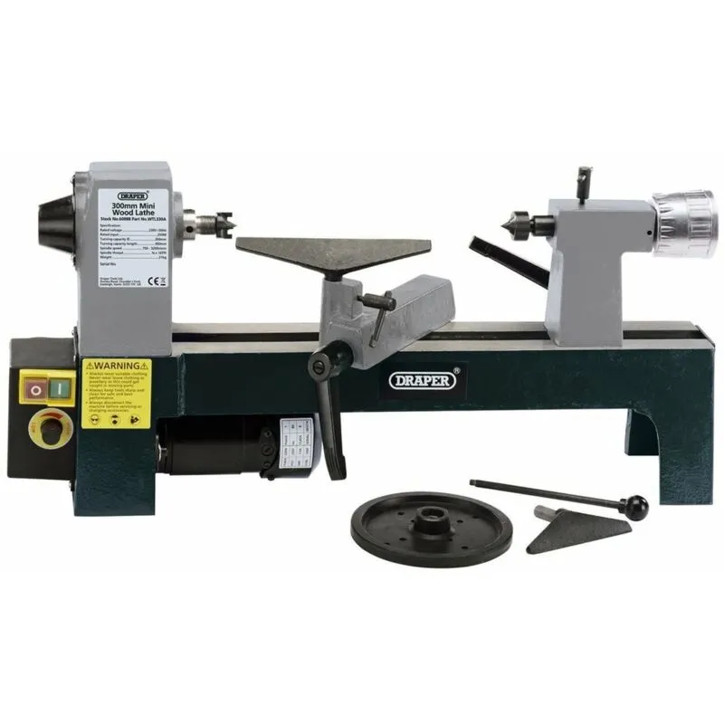 Variable speed mini wood lathe (250W) (60988) - Draper