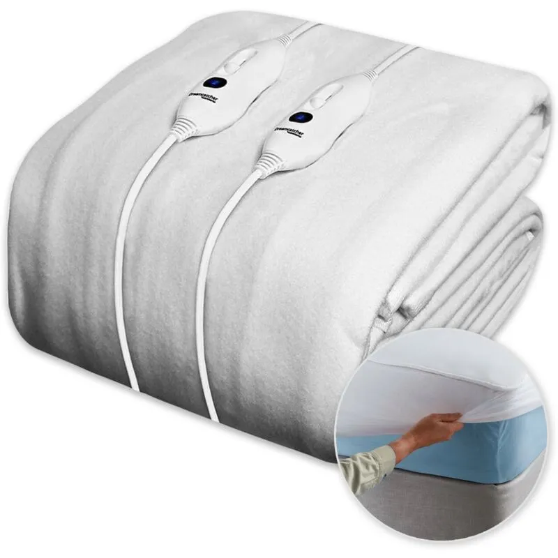 Dreamcatcher Luxury Polyester Electric Blanket Heated Fully Fitted Under Blanket 3 Heat Settings - Single/Double/King/Super King Size: Double White Double