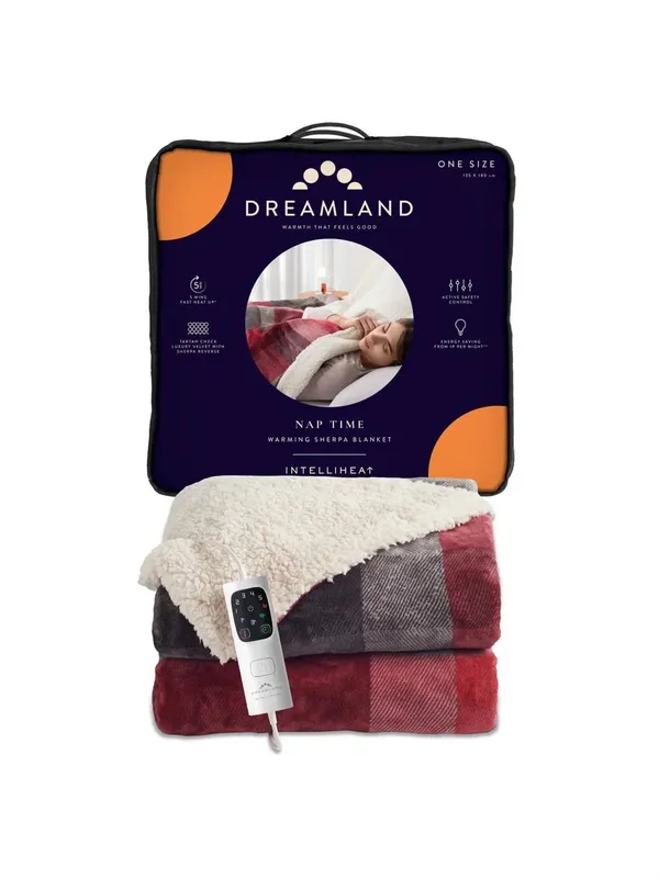 Dreamland - Nap Time Warming Sherpa Over Blanket Tartan Check