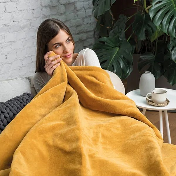 Dreamland Snuggle Up Warming Throw Mustard