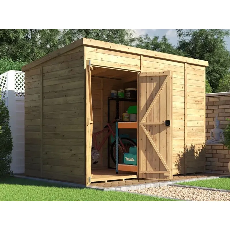 Dunster House Garden Shed 3 x 1.8m (10' x 6') 15mm Pent - Overlord Modular in Brown Brown