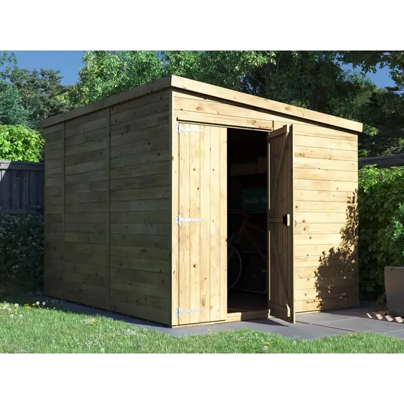 Dunster House Wooden Shed 2.4 x 3m (8' x 10') 15mm Pen - Overlord Modular in Brown Brown