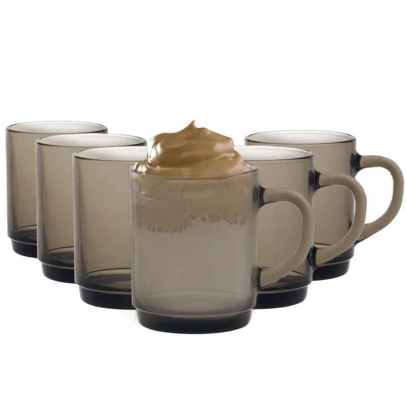 Duralex 260ml Smokey Versailles Coffee Glasses - Pack of Six