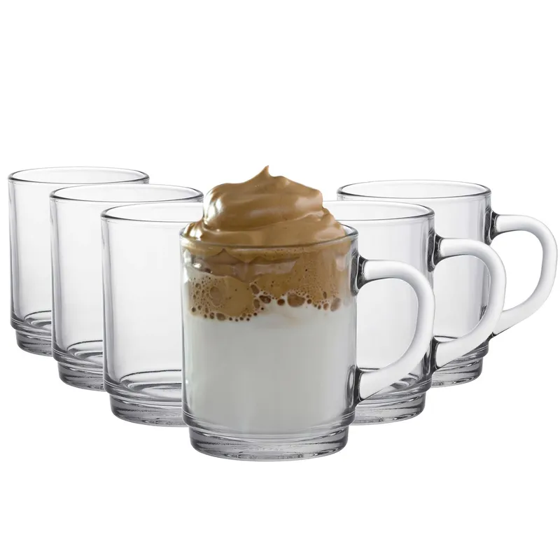 Duralex Versailles Glass Coffee Mugs - 260ml Cups - Pack of 6 in Clear Clear