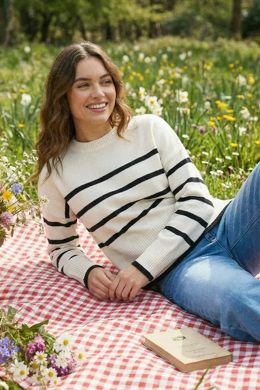 Dusk Women's Stripe Knit Jumper in Ivory Size: 10 Ivory female