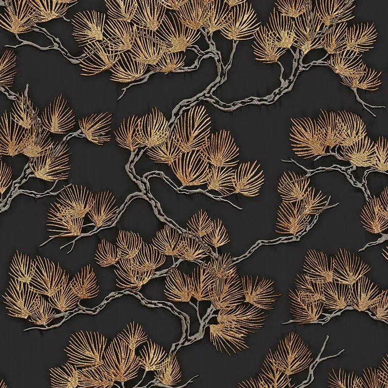 DesignID Oriental Pine Tree Metallic Wallpaper