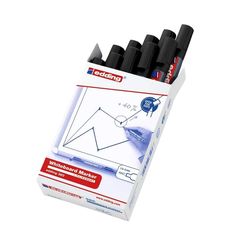 edding 360 Whiteboard Marker Black (10 Pack)
