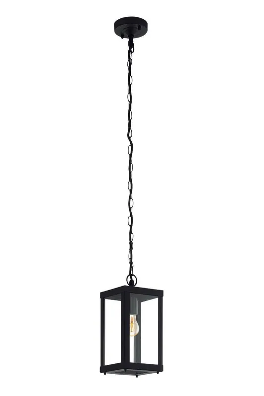 Eglo Alamonte 1 Clear Glass & Metal 1 Light Hanging Pendant in Black - Black