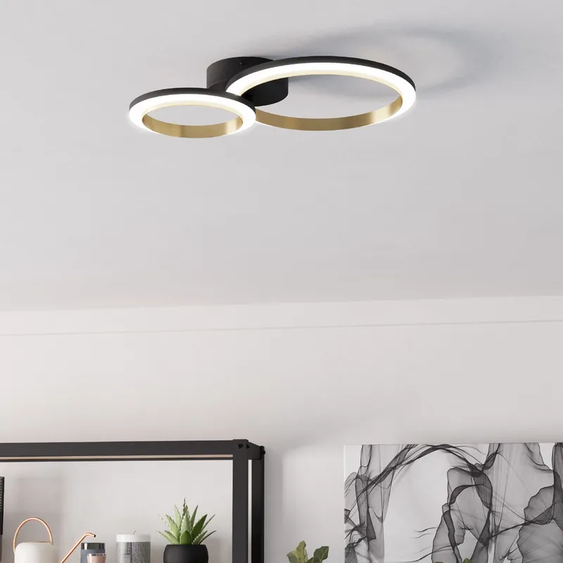 Eglo Calliera Black & Brass Steel LED Circle Modern Ceiling Light Black