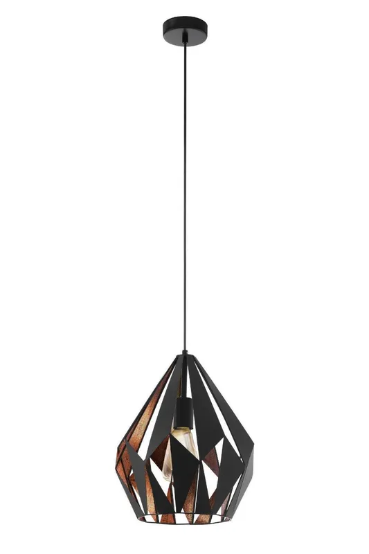 Eglo Carlton 1 Copper Metal 1 Light Hanging Pendant in Black Black