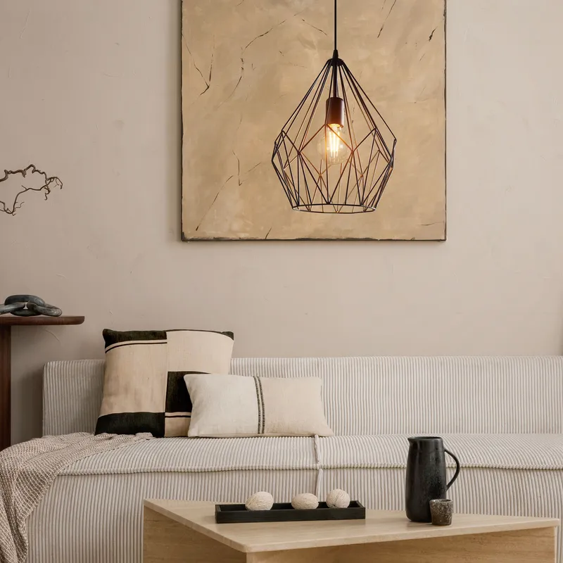 Eglo Carlton Metal 1 Light Ceiling Pendant in Black Black