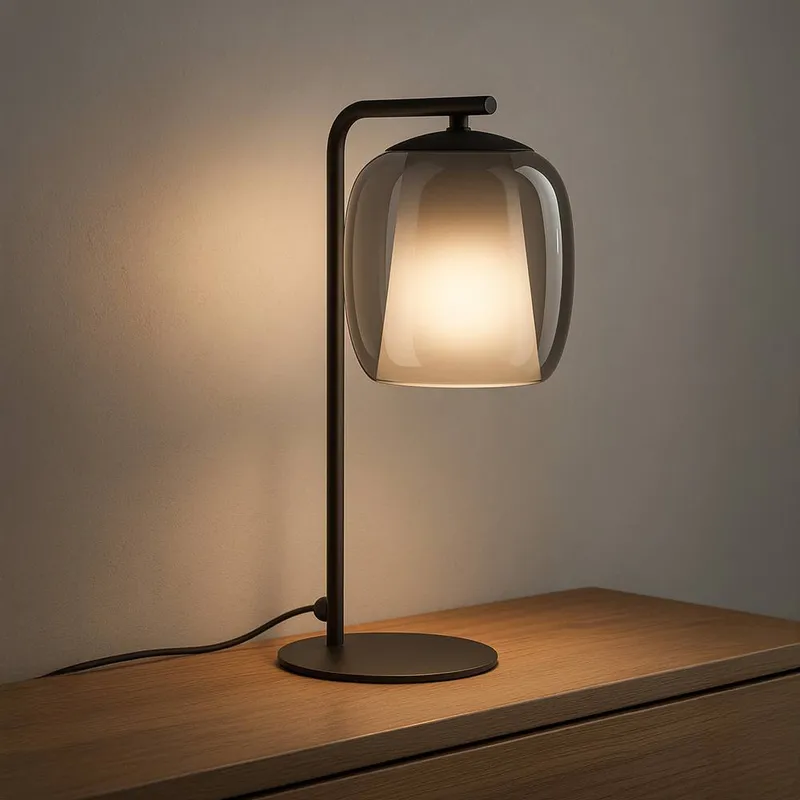 Eglo Ciampino Black Steel & Glass Modern LED Table Lamp Black