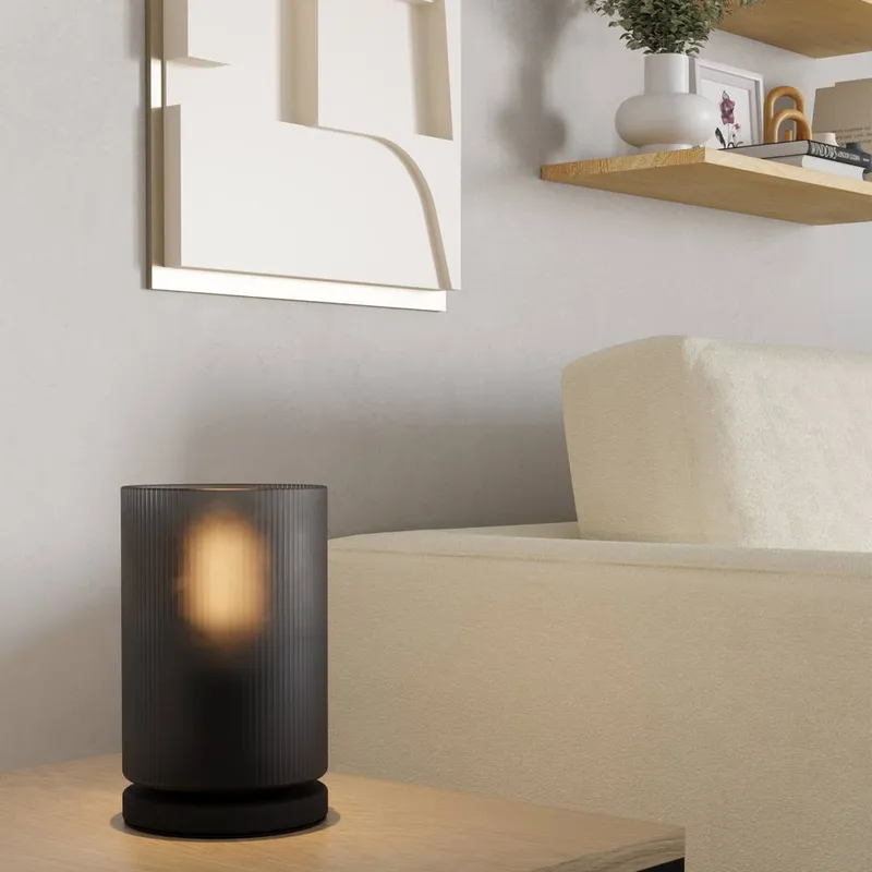 Eglo Unisex Colomera Black Glass & Steel Minimalist Table Lamp Black female