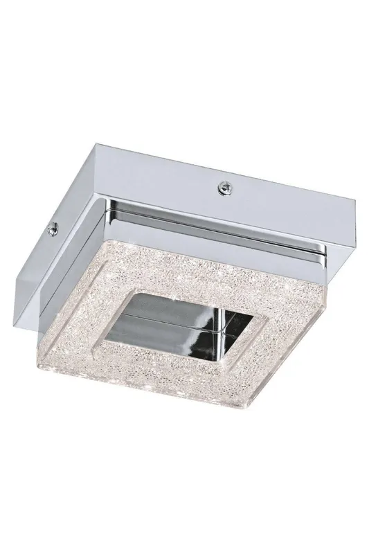 Eglo Fradelo Chrome & Clear Crystal Effect Metal Flush Ceiling Light in Metallic Silver Metallic Silver