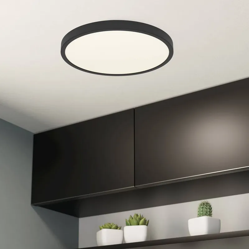 Eglo Fueva 6 Ultra-Slim Surface-Mounted Black Round LED Ceiling Light - Black