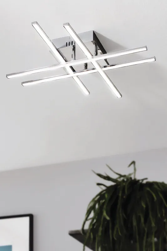 Eglo Lasana 1 LED Contemporary Flush Chrome Ceiling Light in Silver - Silver - Size: One Size