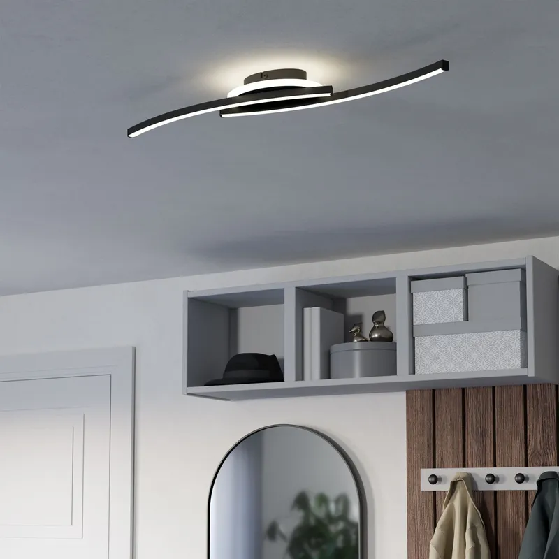 Eglo Lungolago Black Steel Minimalist Ceiling Light Black