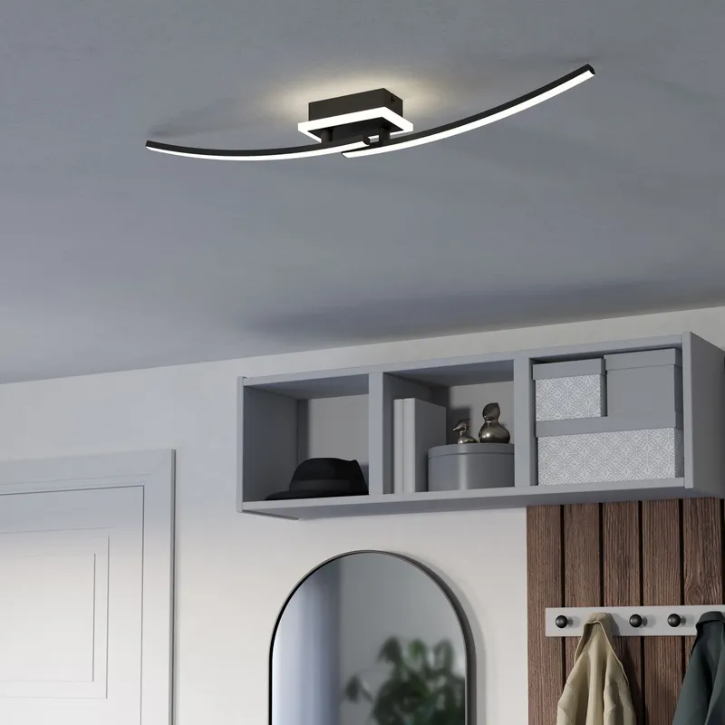 Eglo Lungolago Black Steel Minimalist Ceiling Light - Black
