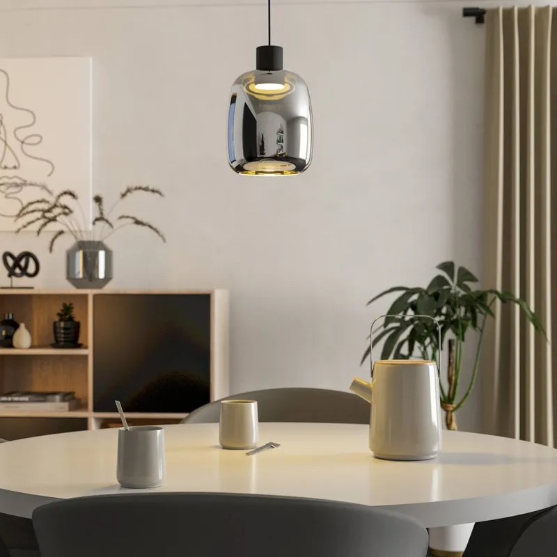 Eglo Molochio-Z Smart Control Vaporised Glass Black Single Pendant - Black