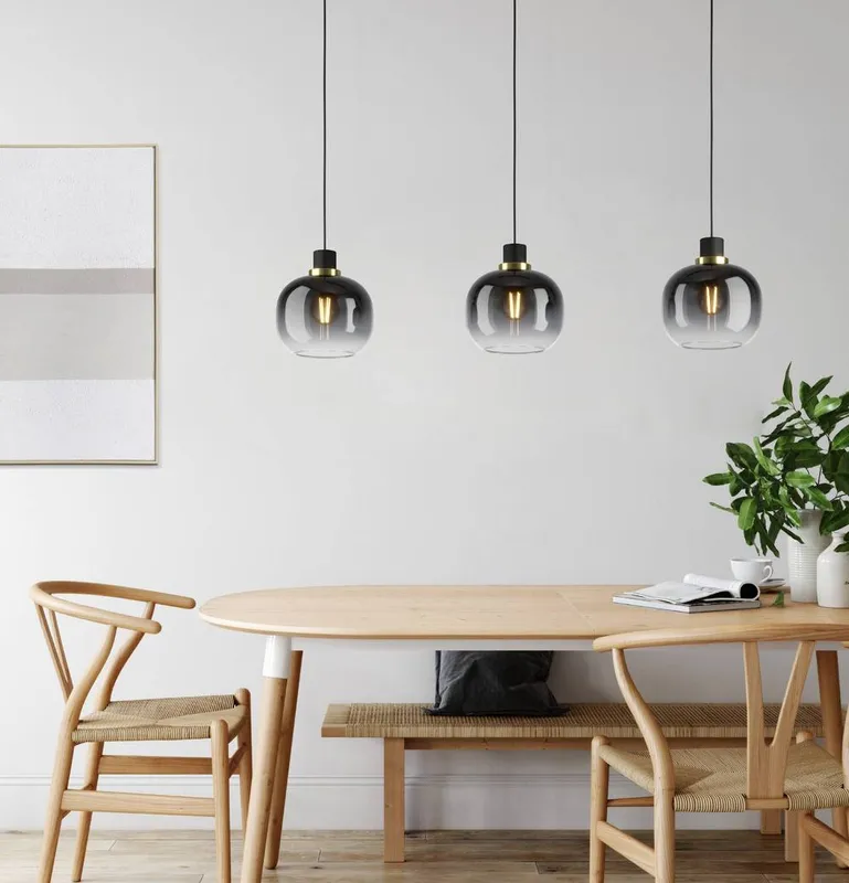Eglo Oilella Linear Black & Grey Glass Pendant Light Black
