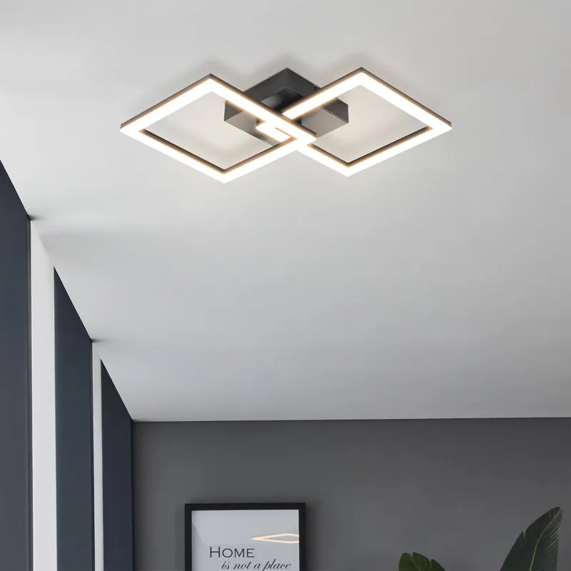 Eglo Unisex Palmaves-E interior Ceiling Light, LED, Square, 4000K in Black Black female
