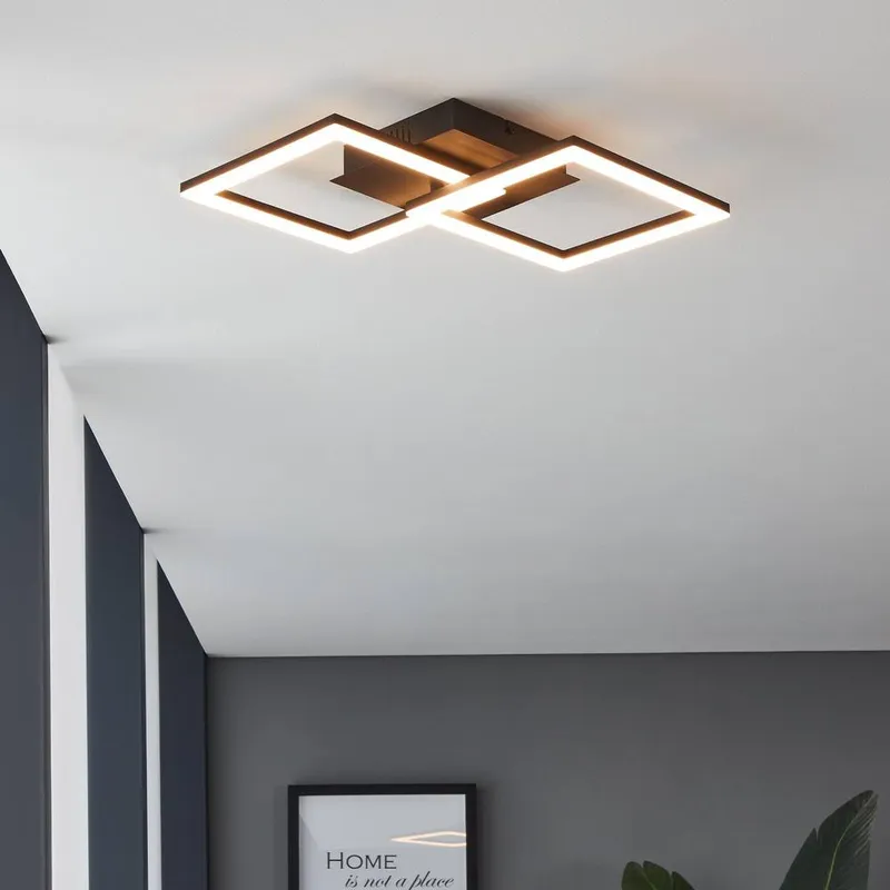 Eglo Paranday-Z Black Steel Smart Control, Colour Changing Ceiling Light, (L) 52cm Black